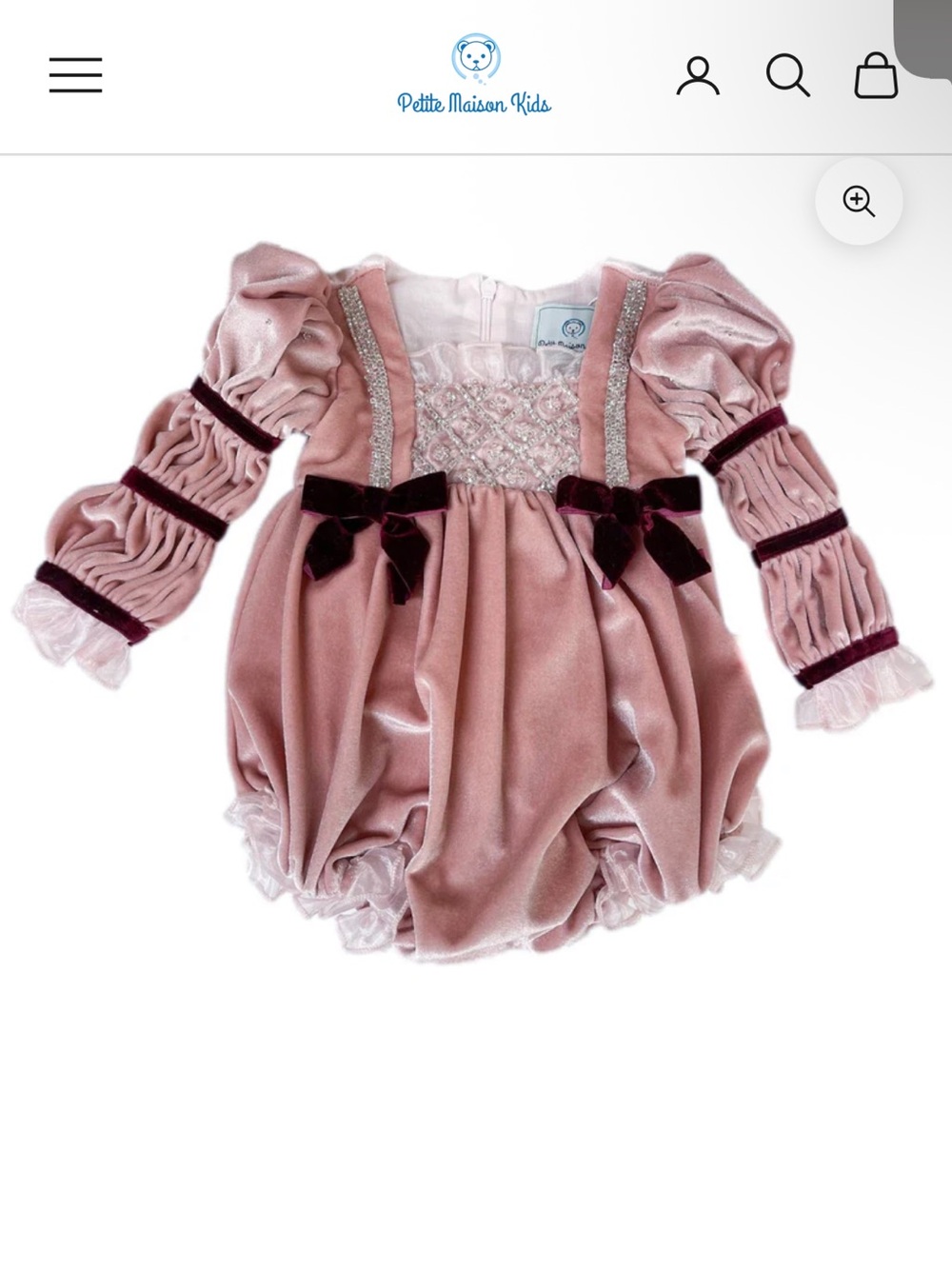 Petite Maison Kids Renaissance Princess Velvet Bubble Romper – 3 Month – NWT
